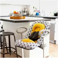 Markenlos Up & Down III - Babywippe - Wippe für Babys und Kleinkinder - Höhenverstellbar - Schaukelfunktion und 4-fache Höhenverstellung - Ergonomisch und sicher - Gelber Palmenbaum