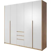 Masseno Drehtürenschrank CELEO 225 cm Kleiderschrank Schlafzimmer Schrank 5-türig Orange