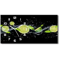 Tulup Wanduhr aus Glas – 60x30 cm - Glasbild - Glasuhr - Gehärtetes Glas - weisse-zeiger - Limes und Wasser