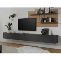 Furn.Design Wohnwand "Center" grau matt und Wotan Eiche, Schrankwand 300 cm mit XXL Lowboard