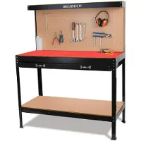 Boudech Metallwerkbank mit Wand- und Werkstattschubladen 120x60cm + 2 Schubladen und 2 Ablagen før Werkzeuge