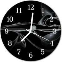 Tulup Glasuhr Wanduhr Küchenuhr Echt-Glas 30fi cm Abstraktes schwarz