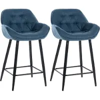 CLP 2er Set Barhocker Gibson Stoff blau
