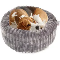 BOUTIQUEZOO BOUTIQUE ZOO Donut Hundebett L 60 cm Dunkelgrau | Rundes Hundesofa mit herausnehmbarem Kissen | robust & waschbar