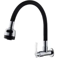 Delvant FLEKO Spültischarmatur mit flexiblem Arm, Wasserhahn Küche Wandmontage mit Flexibler Auslauf Schwarz