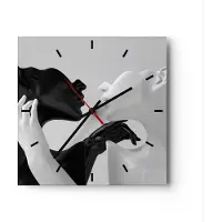 ARTTOR Wanduhr - Quadrat - Glasuhr - Schwarz Weiß Statue - 30x30cm - Schleichendes Uhrwerk - Lautlos - zum Aufhängen bereit - Dekoration Modern - Wanddekoration aus Glas - C3AC30x30-4736