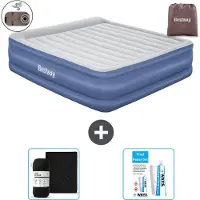 Bestway Luftmatratze - 2-Personen - 193 x 203 x 56 cm - Grau/Blau - Inklusive Zubehör