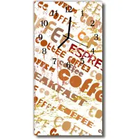 Tulup Glasuhr Wanduhr Küchenuhr Echt-Glas 30x60 Coffeschrift Beige