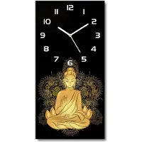 Tulup Wanduhr aus Glas – 30x60 cm - Glasbild - Glasuhr - Gehärtetes Glas -Buddha und Mandala