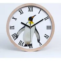 Tulup Holzuhr 25fi cm wanduhr - schwarze Spitzen - Pinguin