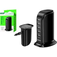 Powerstar Tischladegerät 220V/5A - KSC-741 - 5-PORT USB Ladestation - black