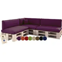 Sunnypillow Palettenkissen für Palettenmöbel - 8er Set - Palettenauflage für Palettensofa für Haus Garten - Palettenpolster mit abnehmbarem Bezug für Europaletten - Rückenkissen & Sitzkissen Violett