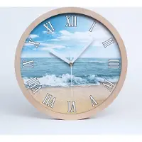 Tulup Holzuhr 25fi cm wanduhr - weiße Spitzen - Strand