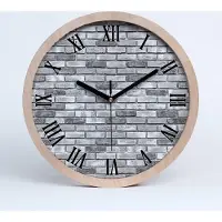Tulup Holzuhr 25fi cm wanduhr - schwarze Spitzen - Ziegelwand