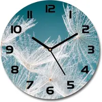Tulup Wanduhr aus Glas 30fi Glasbild Glasuhr Gehärtetes Glas - schwarze-zeiger - Dandelion seeds
