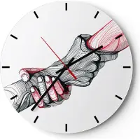 ARTTOR Wanduhr - Rund - Glasuhr - Hände Partnerschaften Hilfe Unterstützung - 40x40cm - Schleichendes Uhrwerk - Lautlos - zum Aufhängen bereit - Dekoration Modern - Wanddekoration aus Glas - C3AR40x40-3070