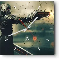 ARTTOR Wanduhr - Quadrat - Glasuhr - Zukunft Waffe künstlerisch - 40x40cm - Schleichendes Uhrwerk - Lautlos - zum Aufhängen bereit - Dekoration Modern - Wanddekoration aus Glas - C3AC40x40-3196