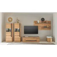 Empinio24 Wohnwand Eiche 340 cm 4-teilig Nr 18 mit Beleuchtung Boston