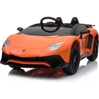 BOGI Lamborghini Aventador SV Sportwagen Elektrofahrzeug Kinderfahrzeug Ledersitz EVA Reifen 12V 10Ah Orange