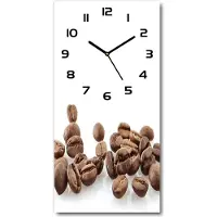 Tulup Wanduhr aus Glas – 30x60 cm - Glasbild - Glasuhr - Gehärtetes Glas -Körner Kaffee