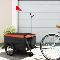 Markenlos Fahrradanhänger Schwarz und Orange 30 kg Eisen