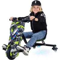 Actionbikes Motors Elektro-Drift-Trike für Kinder, Drift-Scooter 2.0, bis zu 15km/h, drosselbar, Hupe, LED-Driftrollen (Grün Polo)