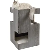 Canadian Cat Company Cat Castle · Katzenturm mit Katzenhöhlen aus Holz · dunkelgrau · 50 x 50 x 80 cm