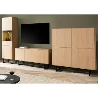 Furn.Design Wohnwand "Breda" in Stone Eiche Wohnkombination 3-teilig 353 cm, mit Push-to-Open