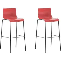 CLP 2er Set Barhocker Hoover Kunststoff 4-Fuß Gestell schwarz rot