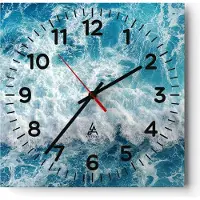 ARTTOR Wanduhr - Quadrat - Glasuhr - Meer Welle Ozean - 40x40cm - Schleichendes Uhrwerk - Lautlos - zum Aufhängen bereit - Dekoration Modern - Wanddekoration aus Glas - C4AC40x40-4067