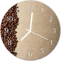 Tulup Glasuhr Wanduhr Küchenuhr Echt-Glas 30fi cm Kaffeebohnen braun
