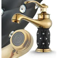 ARI Waschbeck armatur, Wasserhahn Bad Aristo, Golden, Schwarz matt, Hochdruck, mit Regulierung von Wasserfluss und Wassertemperatur