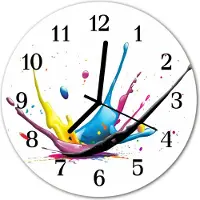 Tulup Glasuhr Wanduhr Küchenuhr Echt-Glas 30fi cm Farbe mehrfarbig