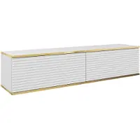 Masseno TV-Schrank VENEZIA 135 cm Fernsehschrank mit 2 Türen TV-Lowboard für Wohnzimmer Modern 135x32x30 cm Weiß / Weiß