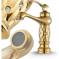 ARI Waschbeck armatur, Wasserhahn Bad Aristo, Golden, Hochdruck, mit Regulierung von Wasserfluss und Wassertemperatur