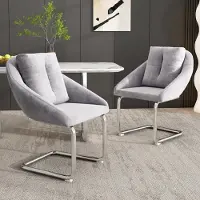 Sweiko Esszimmerstuhl aus Samt, 2er-Set mit Kissen, r Drehstuhl für Wohnzimmer und Schlafzimmer, entspannender Drehstuhl, gewölbte Stützbeine, Grau
