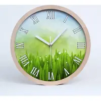 Tulup Holzuhr 25fi cm wanduhr - weiße Spitzen - Gras