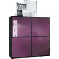 Vladon Highboard Cuba V2 Schrank 104 x 105,5 x 35,5 cm Sideboard mit 8 Fächern, Germany, Korpus in Schwarz matt / Fronten in Brombeer Hochglanz