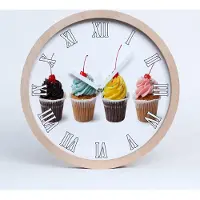 Tulup Holzuhr 30fi cm wanduhr - weiße Spitzen - Cupcakes