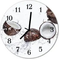 Tulup Glasuhr Wanduhr Küchenuhr Echt-Glas 30fi cm Kokosnüsse braun