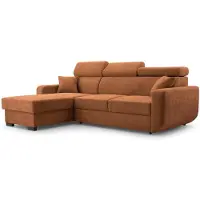Masseno Ecksofa CASTELLO mit Schlaffunktion L-Form, Sofa mit Bettkasten, Wohnzimmersofa, Couch, Soffa, Bettsofa, Couchgarnitur- Orange, VELO 627