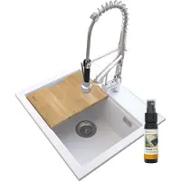 Granitan Foxal Waschbecken aus weißem Granit + Spiral Duo Wasserhahn aus Chromium