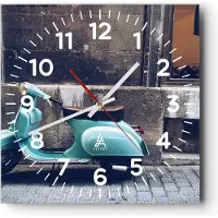 ARTTOR Wanduhr - Quadrat - Glasuhr - Roller Straße - 40x40cm - Schleichendes Uhrwerk - Lautlos - zum Aufhängen bereit - Dekoration Modern - Wanddekoration aus Glas - C4AC40x40-3653