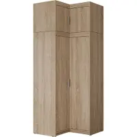 Mirjan 24 Eckkleiderschrank Elena 2D + Schrankaufsatz, Drehtürenschrank, Garderobe mit vier Drehtüren und drei Schubladen, Kleiderstange (Farbe: Sonoma Eiche)