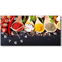 Tulup Wanduhr aus Glas – 60x30 cm - Glasbild - Glasuhr - Gehärtetes Glas - weisse-zeiger - Gewürzmischung