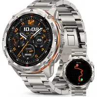 Kospet TANK T3 Ultra 2 GPS Smartwatch Herren,Edelstahl Gehäuse, 5ATM Wasserdicht, 60+Tage Akkulaufzeit, Bluetooth anrufen，Fitnessuhr mit 1,43" AMOLED