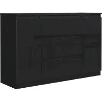 Meble Masztalerz Kommode Schwarz Hochglanz 3 Schubladen 2 Türen 120 cm - Sideboard für Schlafzimmer - H: 78,2 cm