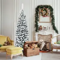 Goplus 180 cm künstlich Weihnachtsbaum, Christbaum mit Schnee & klappbarem Metallständer, Tannenbaum künstlich mit PVC-Blättern, für Weihnachtsdeko