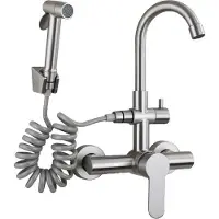 OEM Küchenarmatur, Wandmontage, ausziehbares Bidet, Nickel gebürstet