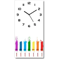 Tulup Wanduhr aus Glas – 30x60 cm - Glasbild - Glasuhr - Gehärtetes Glas -Farbwalzen